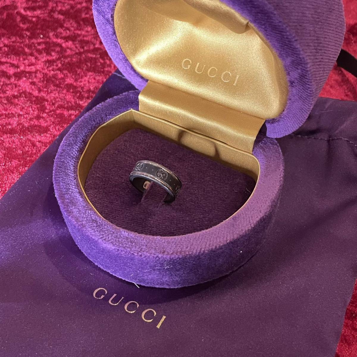 感謝価格】 GUCCI 18金 K18WG au750 グッチ 指輪 アイコンリング