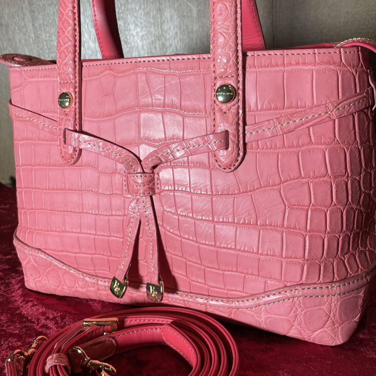JRAタグ付き 美品 高級 クロコダイル マットクロコ 2WAY ショルダー