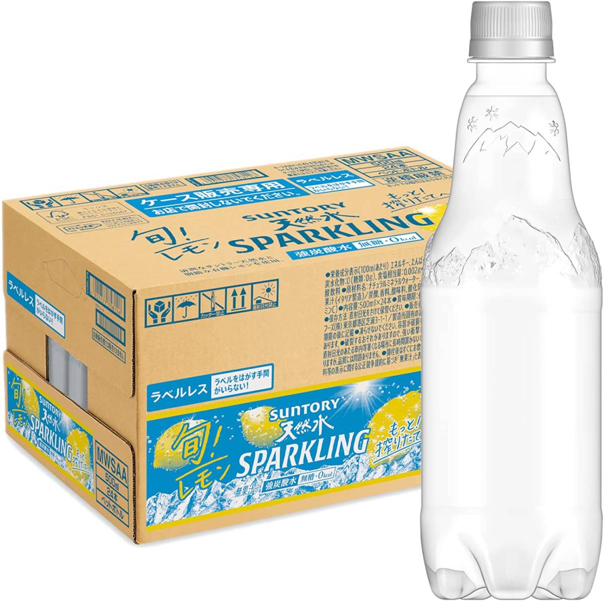 サントリー 天然水スパークリング 500ml ×24本 ラベルレス レモン 【大放出セール】 レモン サントリー 天然水スパークリング 500ml ×24本 ラベルレス レモン 【大放出セール】 レモン