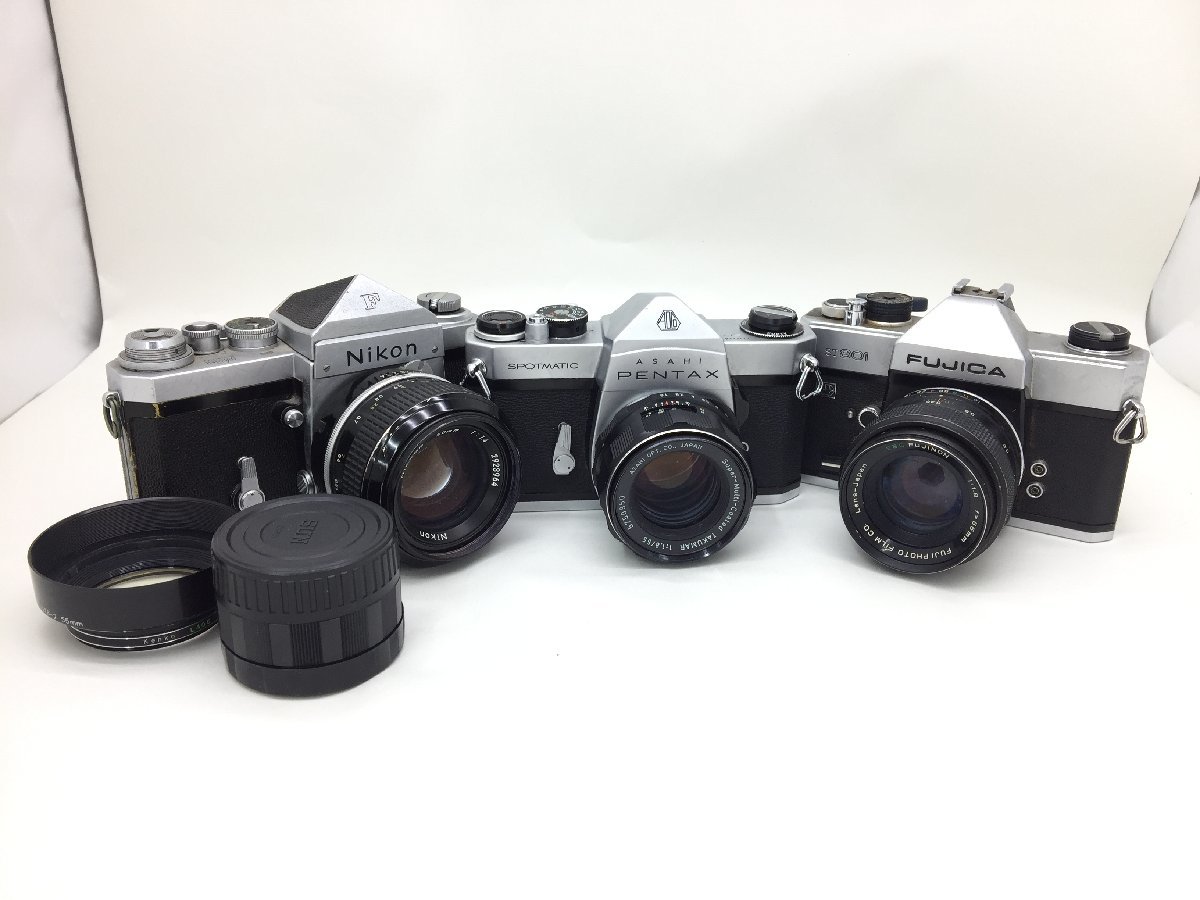 １円～ FUJICA ST801/PENTAX SPOTMATIC /Nikon F 一眼レフカメラ 3点 まとめ SUN レンズ付 ジャンク  【sw0705099】