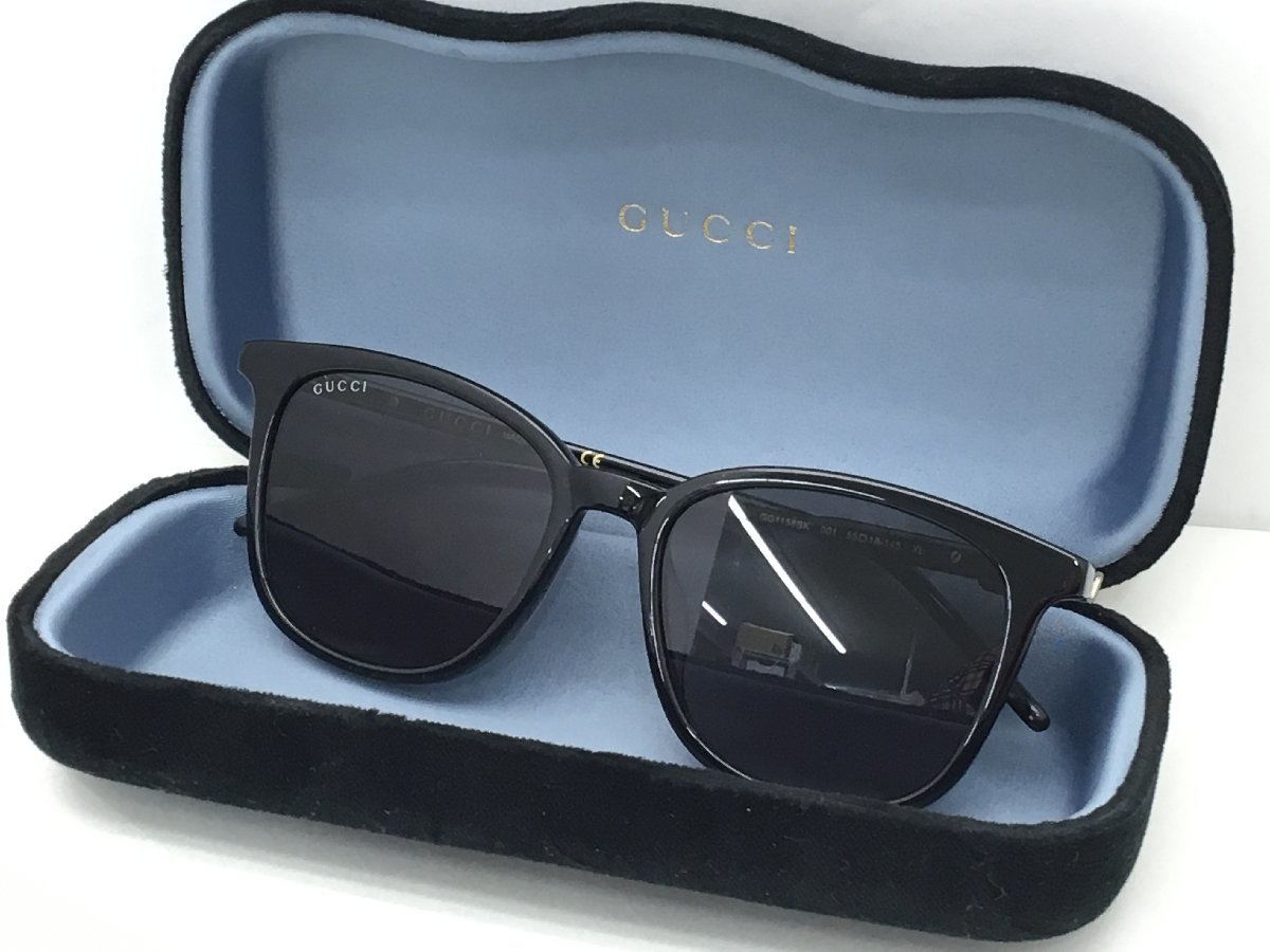 GUCCI GG1158SK 001 XL サングラス 度なし ブラック系 ケース付き 中古