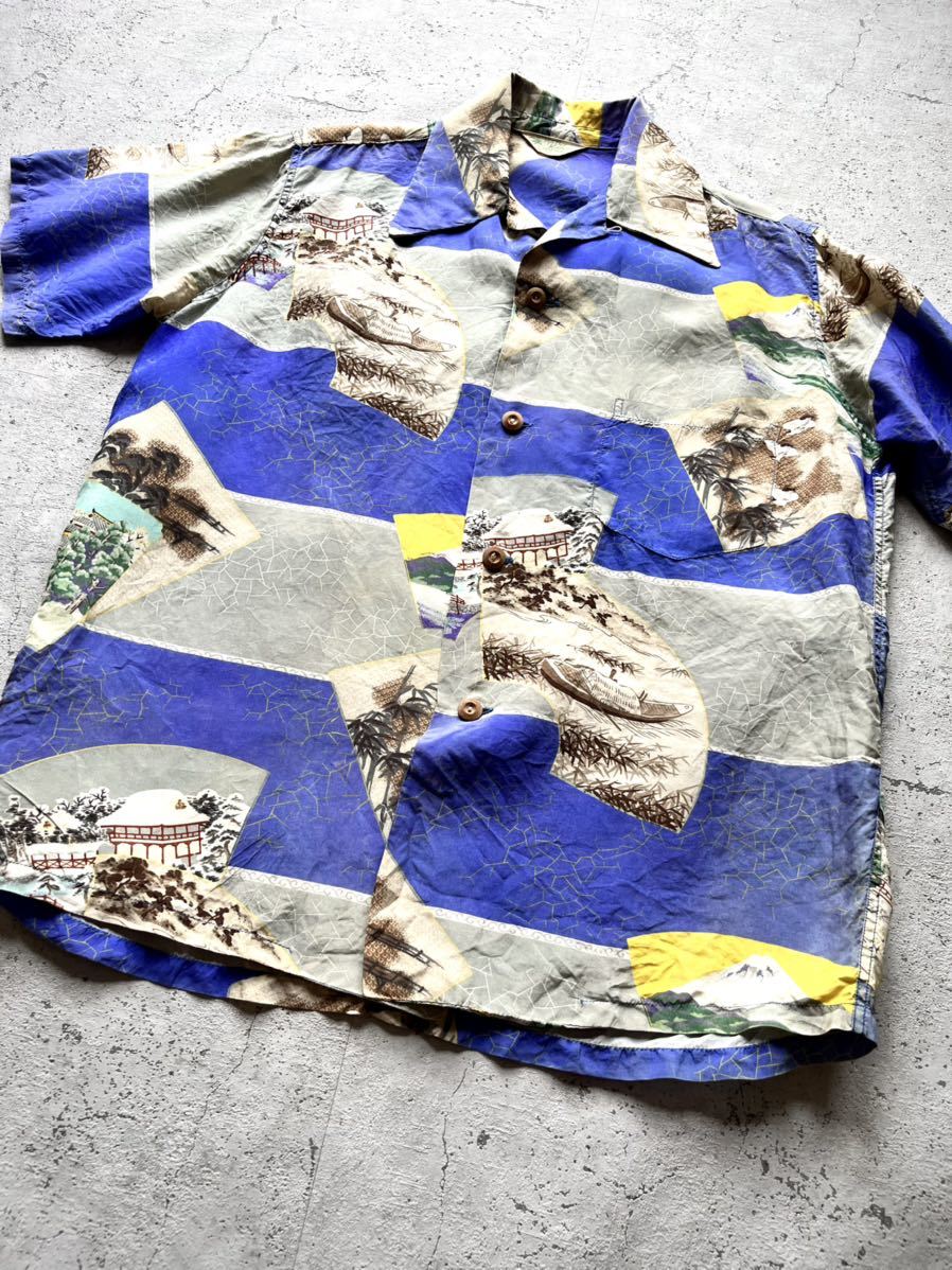 40s-50s HAWAII製 KUHIO SPORTS WEAR SILK HAWAIIAN SHIRTハワイ 40s-50s HAWAII製 KUHIO SPORTS WEAR SILK HAWAIIAN SHIRTハワイ