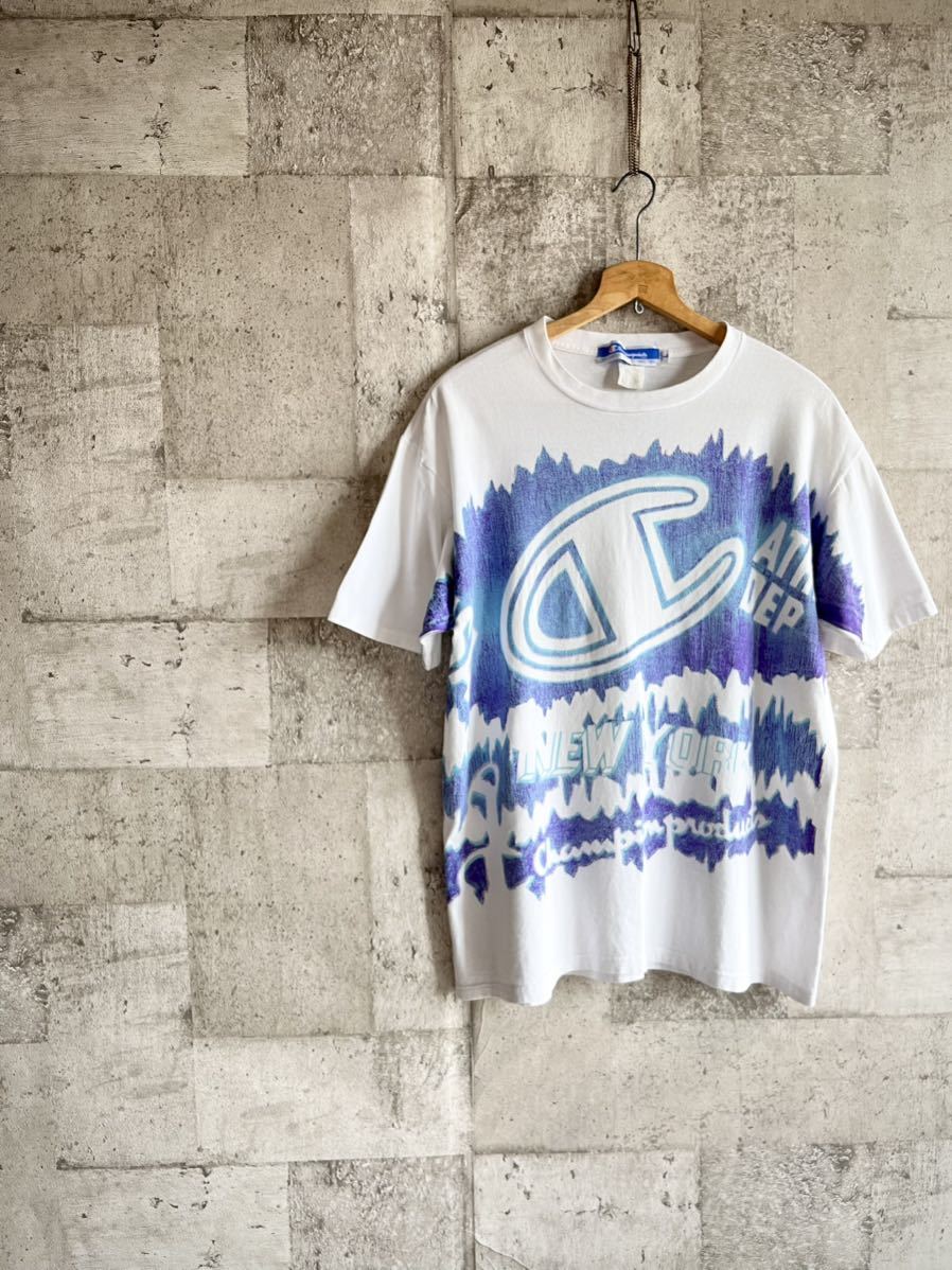 ☆★ 90s USA製 CHAMPION BIG LOGO PRINT TEE OLD VINTAGE アメリカ製 チャンピオン ビッグロゴ プリントTシャツ オールド ビンテージ ☆★_画像1