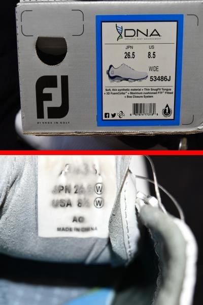 ①★FOOTJOY★DNA WIDE 53486J OPTI FLEX 履き心地抜群 ★Boaフィットシステム お洒落なオフホワイト機能的スパイクシューズ26.5の画像10