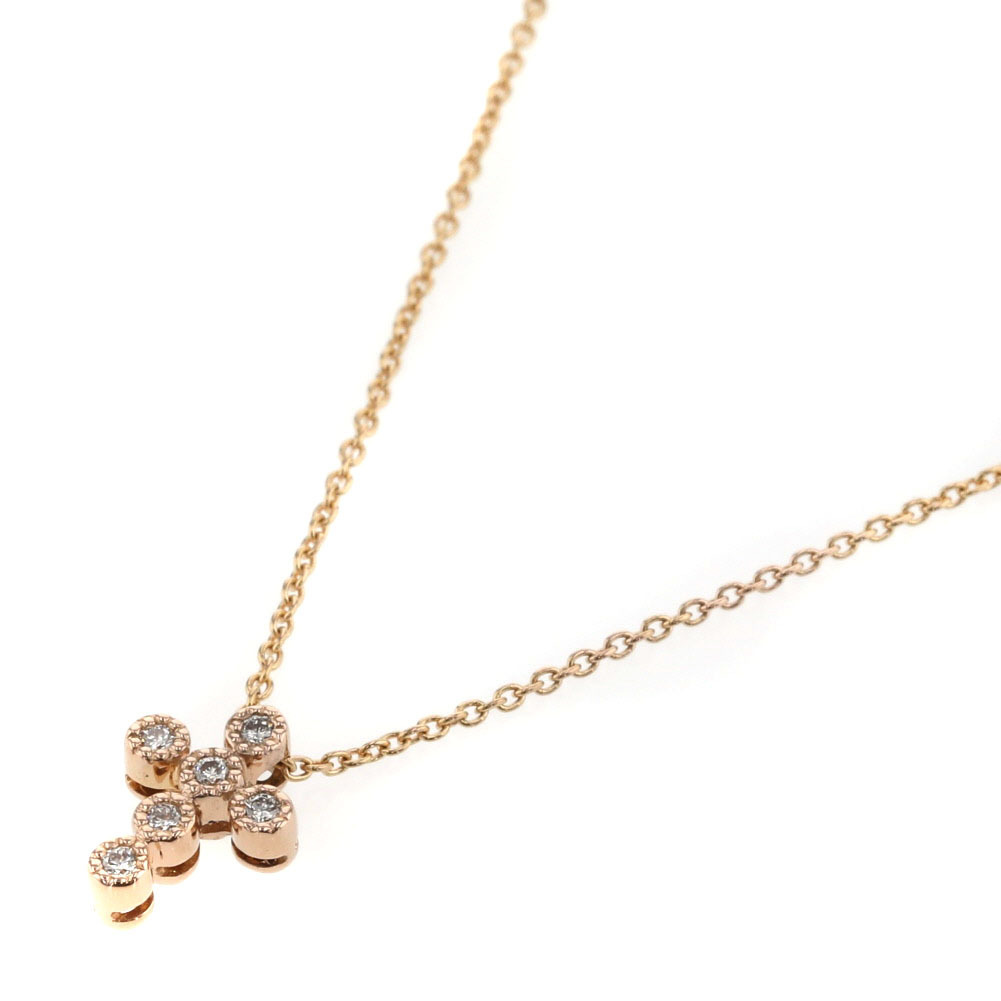 再値下げ】 スタージュエリー ネックレス クロス 6P D0.04ct K18ピンク