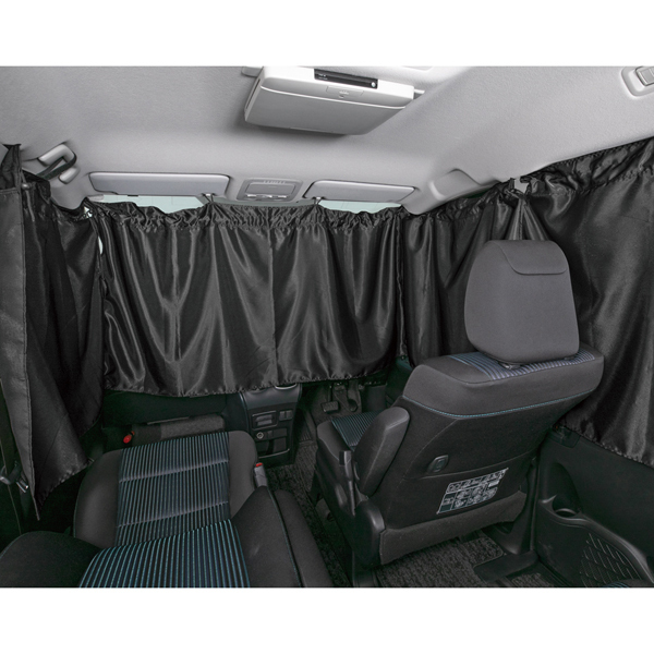 ミニバン/1BOX 汎用 車中泊におすすめ 車用プライバシーカーテン 車1台分（全窓分8枚分セット） ブラック/黒色_画像2