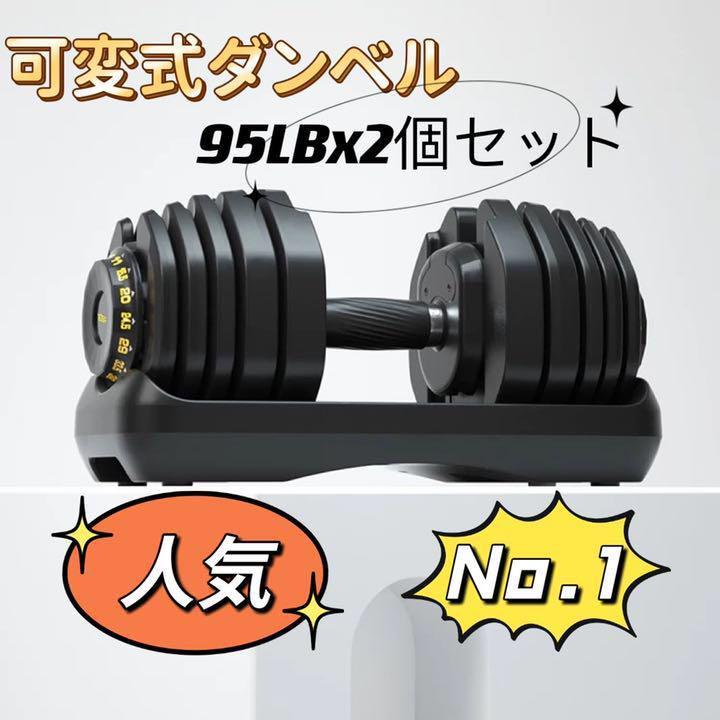 在庫 ⭐️調整式ダンベル95LBx2セット可変式ダンベル筋トレ 15段階調節