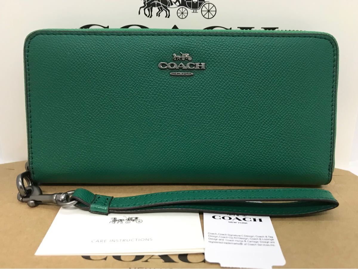 COACH 長財布　C3441 グリーン　緑　アウトレット品　箱、紙袋付