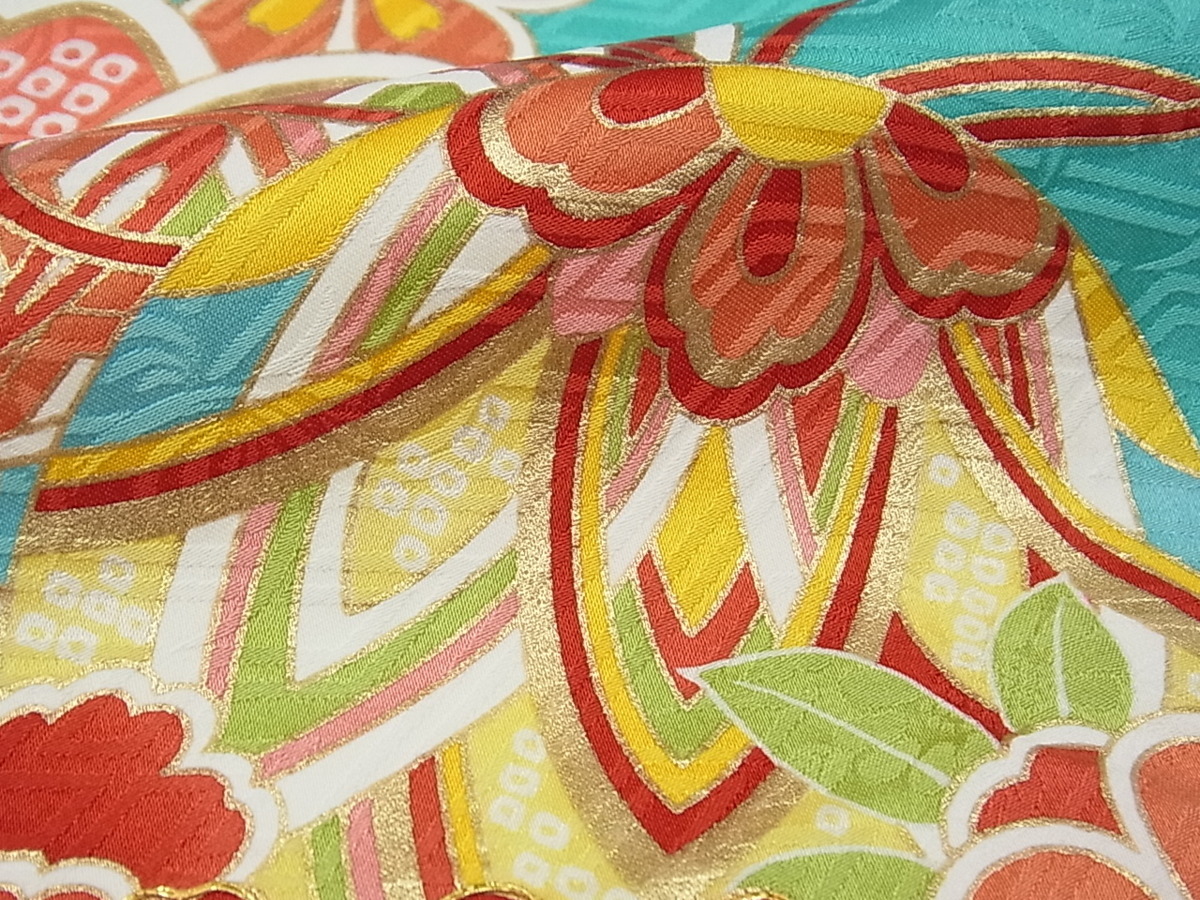 平和屋■極上 振袖 駒刺繍 道長吉祥花文 金彩 逸品 s30349 8
