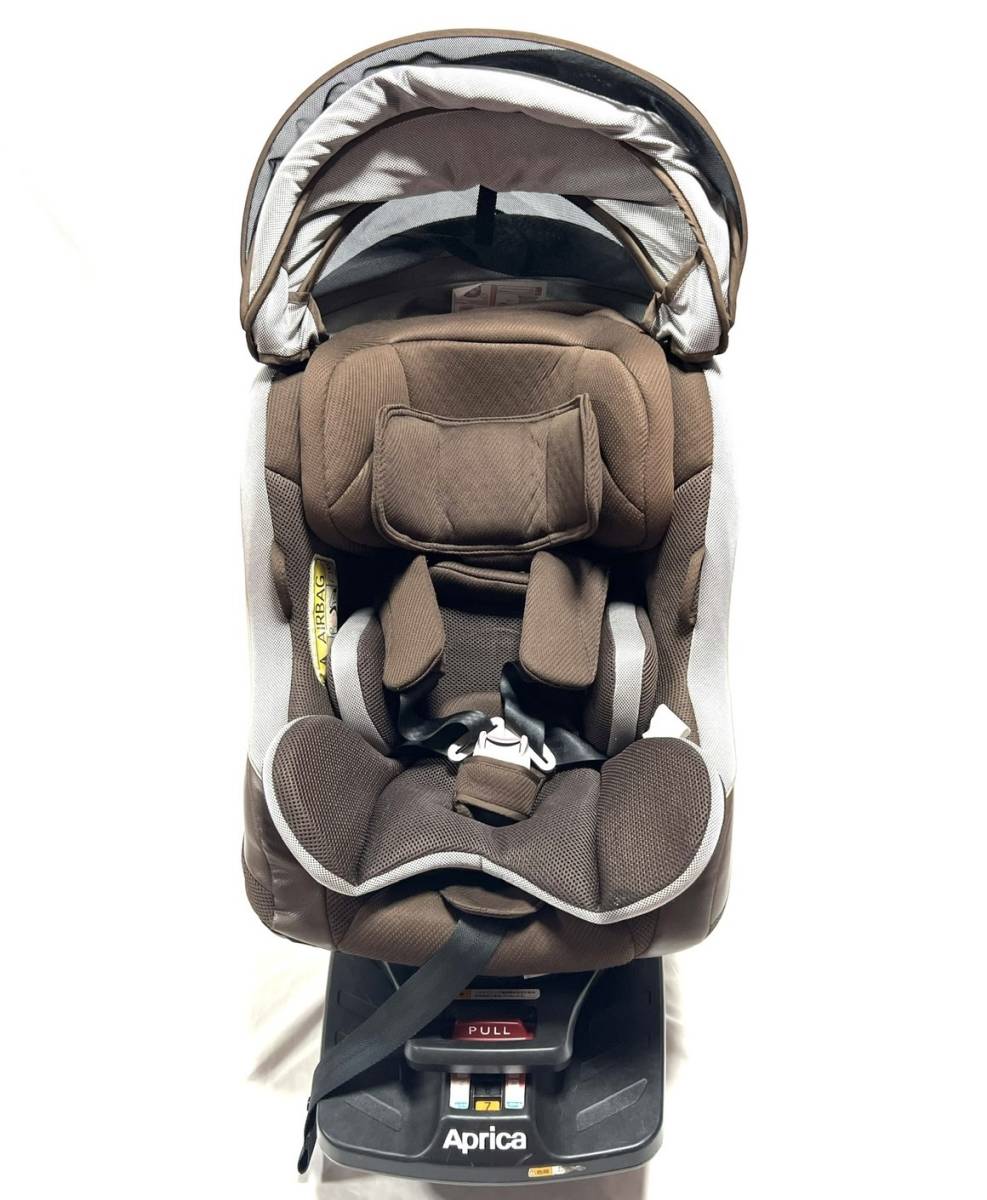 ☆ 送料無料 美品 Aprica アップリカ 回転式 チャイルドシート クルリラ モアレブラウン BR ISOFIX ベルト 固定両方可能 93499