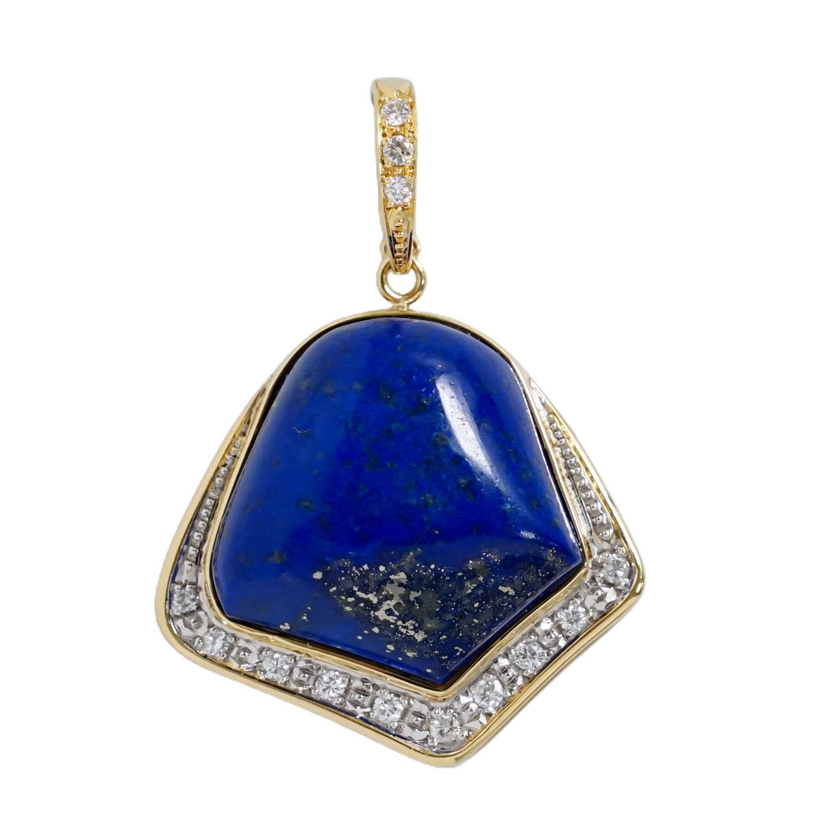 本物 ラピスラズリ ダイヤモンド 0.22ct K18 YG WG ペンダントトップ