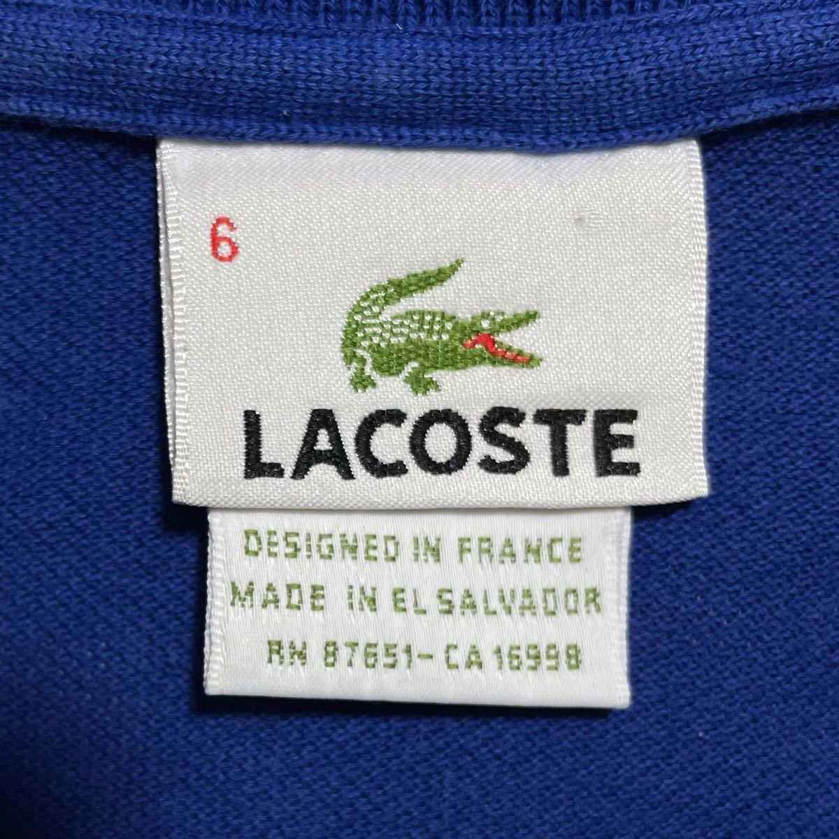 【人気アイテム】ラコステ LACOSTE 半袖 ポロシャツ ビッグサイズ 6 ブラック ワニ 22-132_画像6