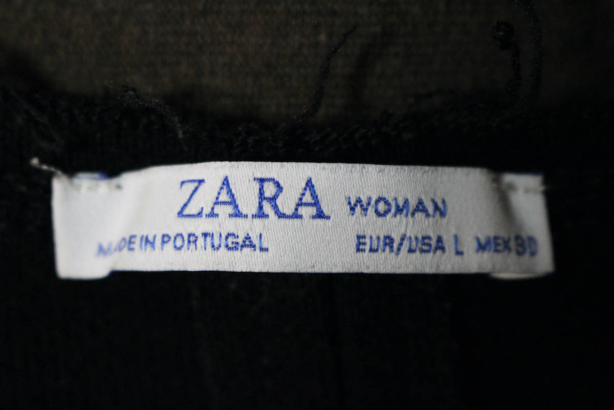 20140331 ris ZARA WOMAN ザラ　ウーマン ドロップショルダー7部袖　　厚手ニットロングTシャツ　　ブラックL_画像9