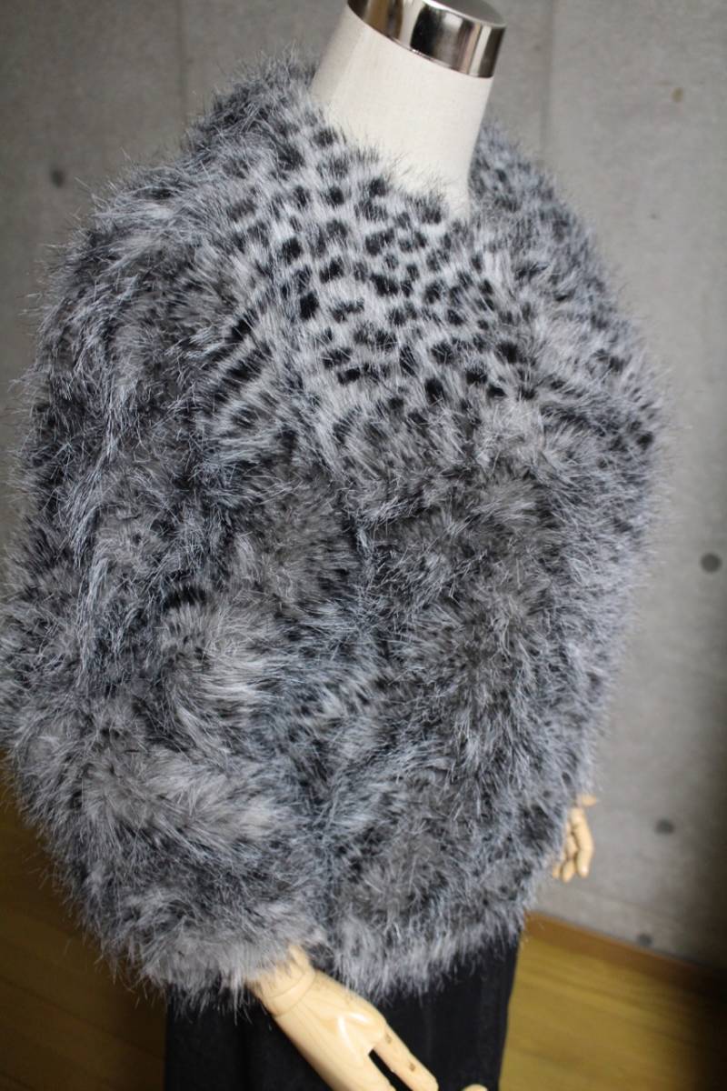 19110074kajkika The dia Lee obKIKKA THE DIARY OF animal pattern fur jacket gray x black 38 used beautiful goods 