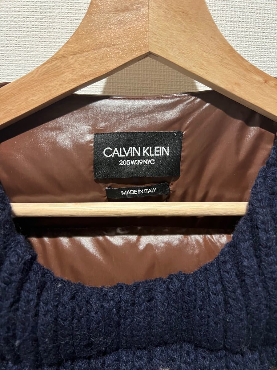 Calvin Klein 205w39nyc Jacquard Down Vest Brown & Navy Raf Simons