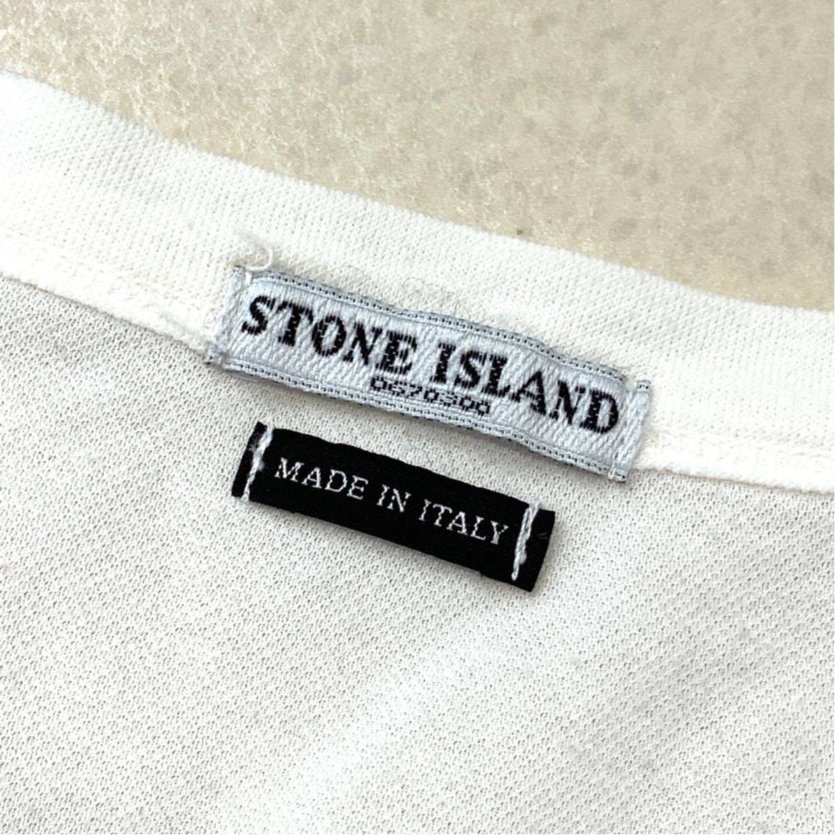 イタリア製 STONE ISLAND ストーンアイランド 袖ロゴ刺繍 ライン 半袖 tシャツ メンズ Mサイズ ホワイト ブラック_画像7