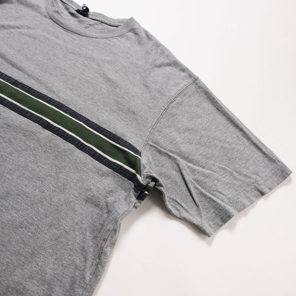 00\'s Gap GAP грудь окантовка хлопок футболка вырез лодочкой (XL) пепел × зеленый × темно-синий 00 годы Old старый бирка 2002 год модели 