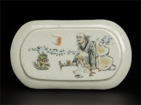 清 粉彩人物紋蓋盒 盛記瓷行款 中国 古美術のサムネイル