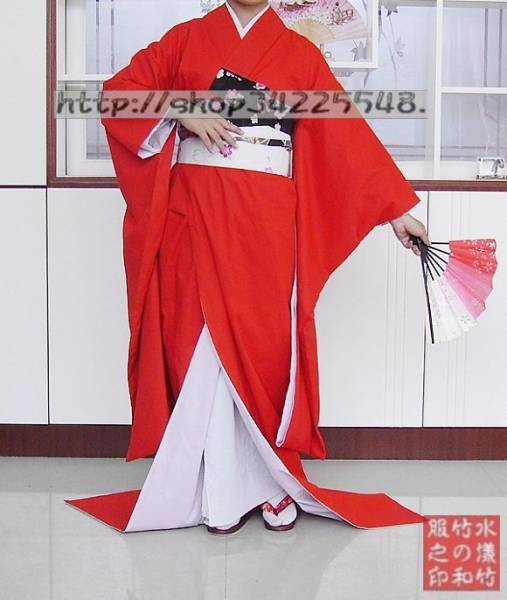 日本着物舞踊 演劇 芝居 歌舞伎 コスプレ衣装 赤い 花魁 道中大衆演劇 芸者 舞妓