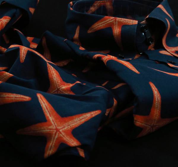 ★イタリアシャツ DANROMA ドゥエボットーニ FACEBOOK_58 marina ( star fish ) cotton voile ボイル綿 ヒトデをあしらています L 42-93_画像1