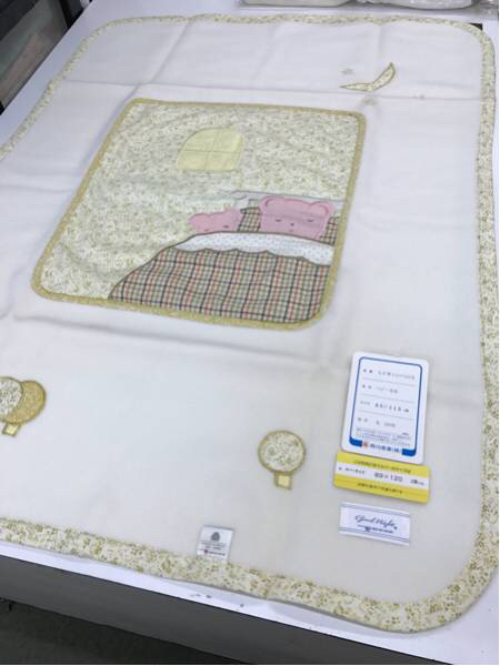 [Новый перевод] детское чистое одеяло 85 × 115 ретро -аппликация Нишикава Промышленные волосы 100% одеяло Редко
