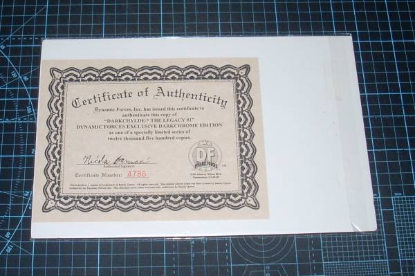 EBA! prompt decision.DARKCHYLDE THE LEGACY#1 Darkchrome Edition CERTIFICATE OF AUTHENTICITY attaching DYNAMIC FORCES