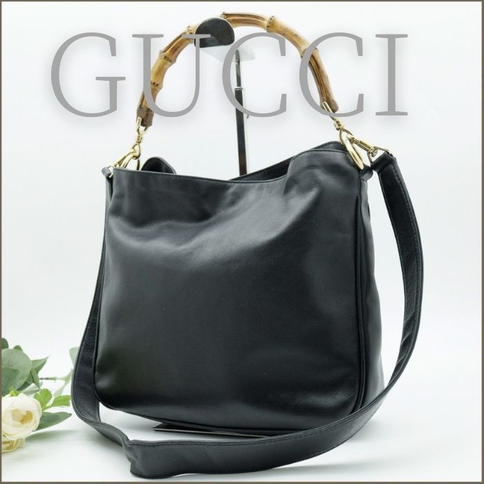 極 美品 オールドグッチ バンブー レザー 2way ショルダー