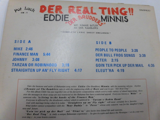 輸入盤LP EDDIE MINNIS/DER REA TING !!の画像2