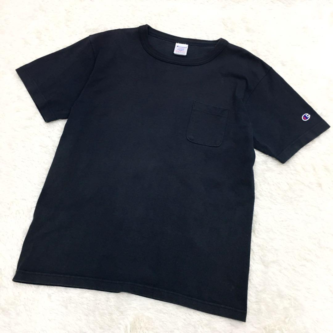 champion チャンピオン ヘビーウェイトジャージー T1011 Tシャツ コットン 胸ポケット メンズ サイズM 紺色 アメリカ USA製