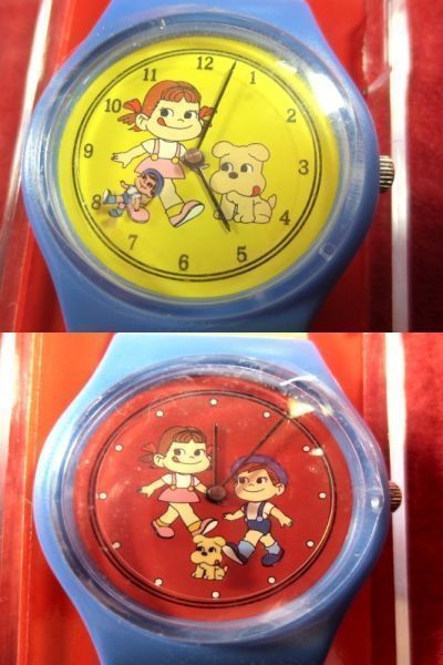 FM5G3)* work properly wristwatch * Peko-chan poko Chan pair 2 piece * Fujiya * unused 