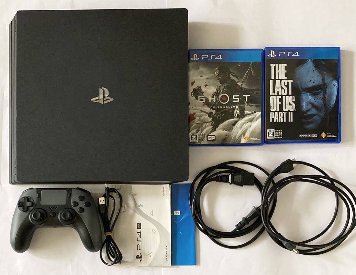 PlayStation4 本体 CUH-7000B /コントローラ/PS4ソフト２点/GHOST OF TSUSHIMA/THE LAST OF US partⅡ