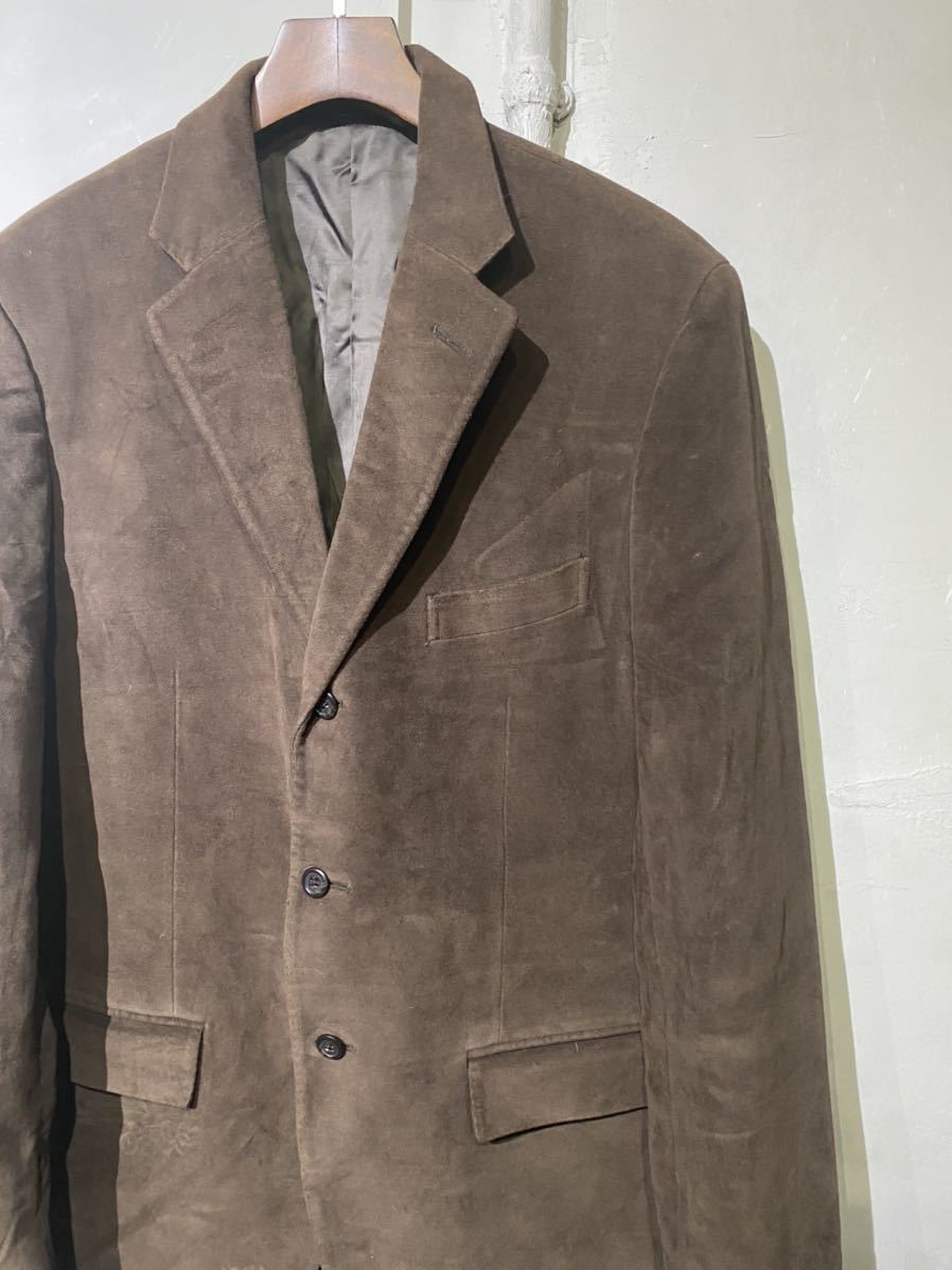 polo ralph lauren ポロラルフローレン テーラードジャケット ブレザー スーツ イタリア製 ベロア ブラウン 3つボタン サイドベンツ 古着
