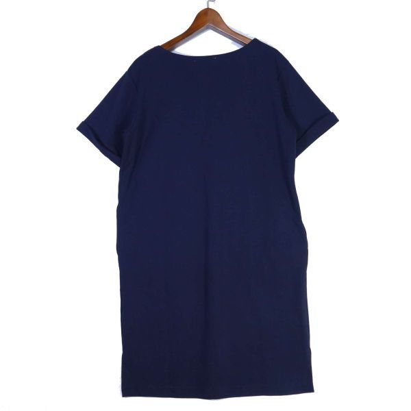 NATURAL BEAUTY BASIC ナチュラルビューティーベーシック 春夏 半袖 ストレッチ★ ワンピース Sz.M　レディース ネイビー　E2T01245_6#D_画像4