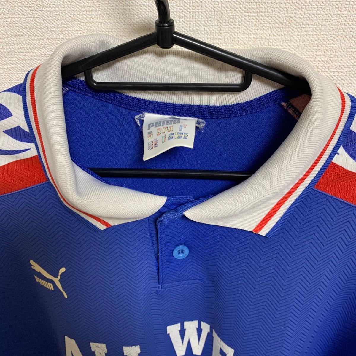 【希少】90's PUMA 長袖 ユニフォーム プラクティスシャツ ALL WEST 西日本選抜 プーマ サッカー ヒットユニオン製 ヴィンテージ 青 ブルー