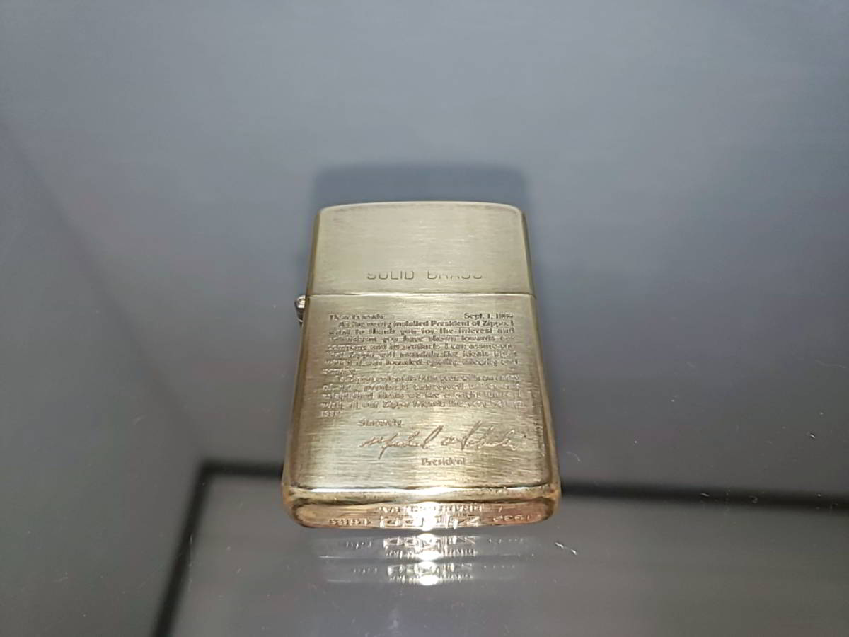 zippo ソリッドブラス 真鍮 社長サイン メッセージ 1932-1989年製