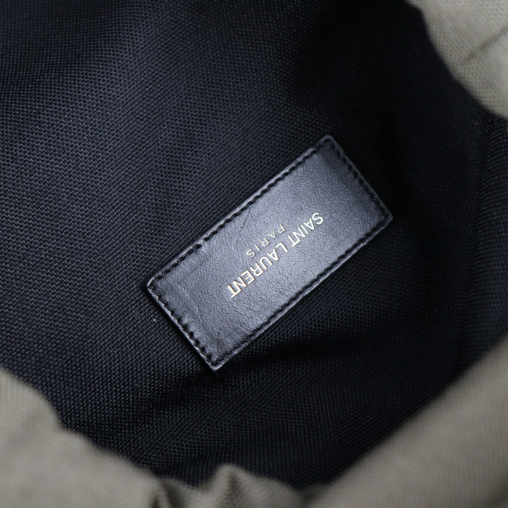 SAINT LAURENT PARIS サンローランパリ 342609 リュック・デイパック キャンバス レザー カーキグリーン ブラック【本物保証】_画像9