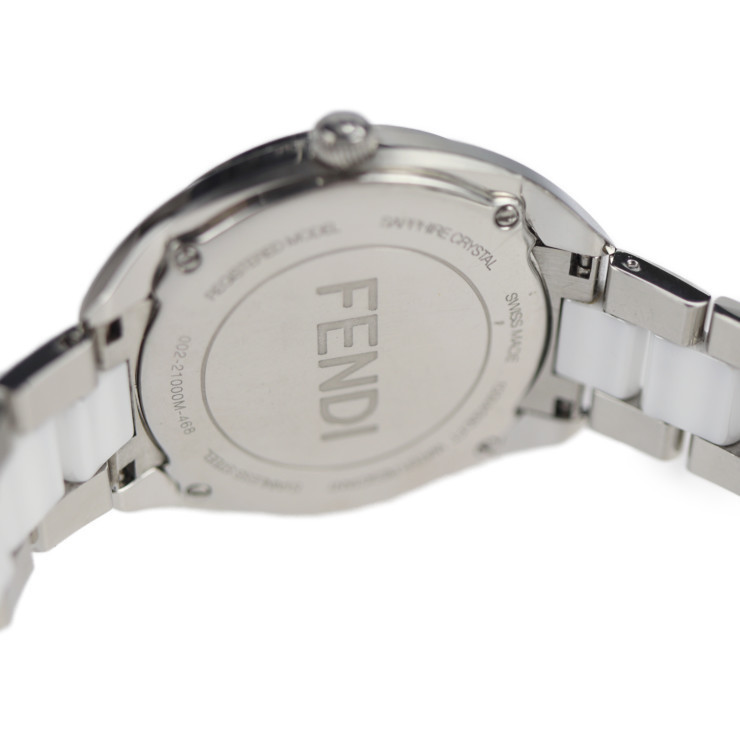  beautiful goods FENDI Fendi bagz Monstar 002-21000M-510 wristwatch stainless steel ceramic silver blue [ genuine article guarantee ]