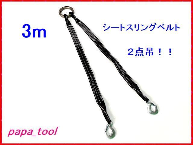 シートスリングベルト　２点吊　3ｍ　使用荷重１t　軽量コンパクト　吊り具　ワイヤーロープ　シートベルト　スリング_画像1