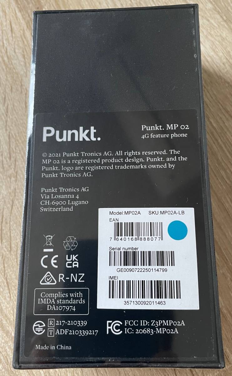 【未開封新品】プンクトPunkt MP02 ライトブルー New Generation SIMフリー 4Gブラックベリー：最終値下げ