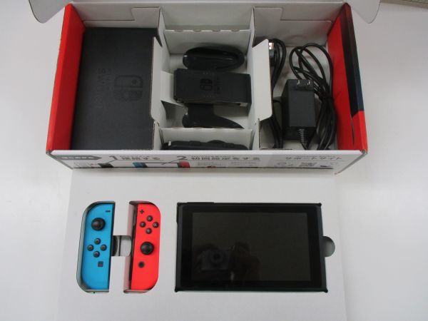 #z62【梱80】ニンテンドー スイッチ 本体 HAC-001 Joy-Con (L) ネオンブルー/(R) ネオンレッド Nintendo Switch_画像2