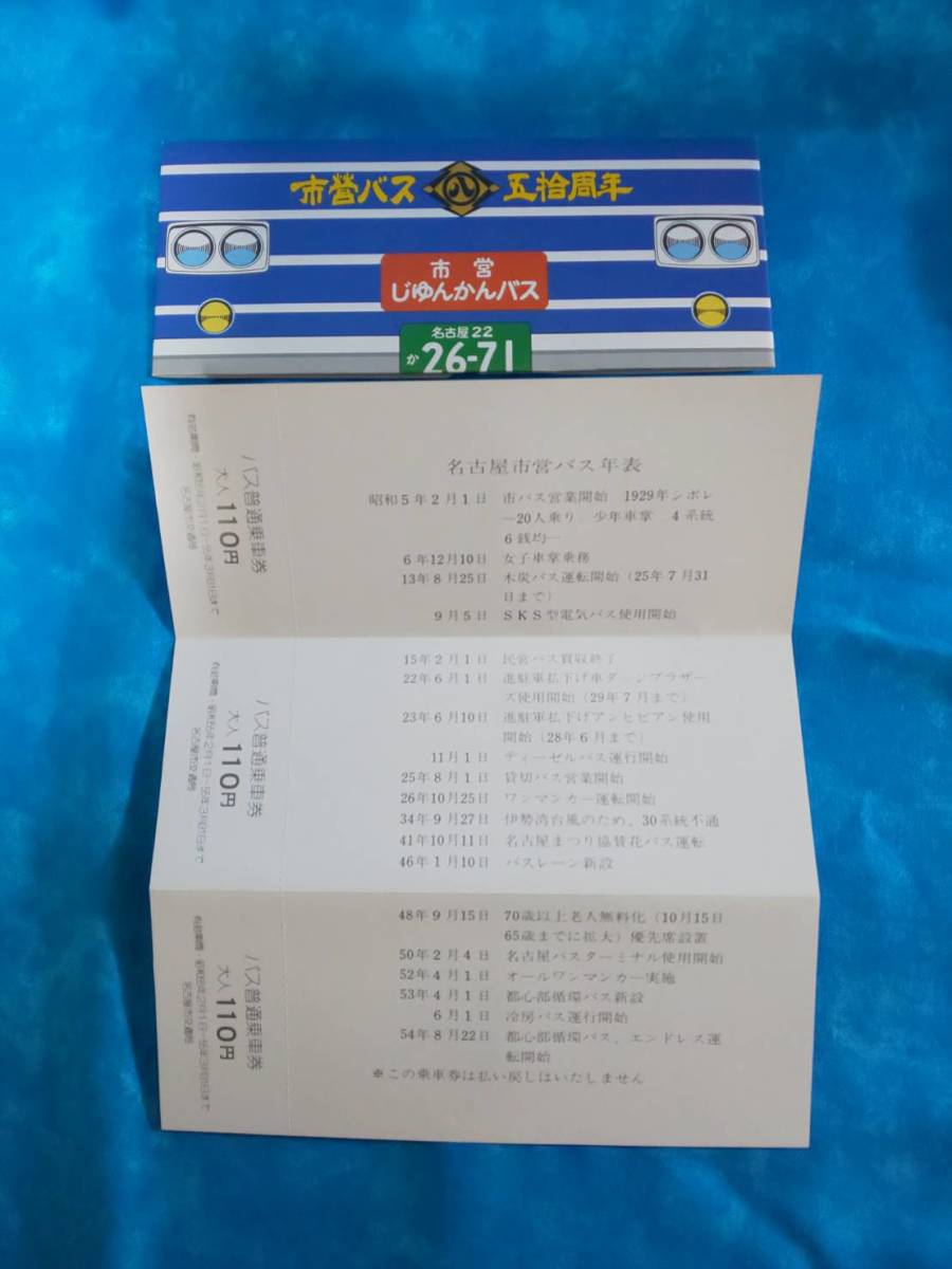 ⑦3・昭和55年・名古屋市交通局《市営バス50周年記念》乗車券_画像2