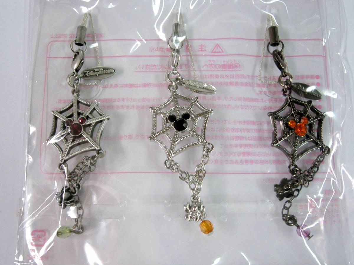 TDR ミッキー ハロウィン 蜘蛛の巣 ストラップ3種セット TOKYO DISNEY RESORT 東京ディズニーリゾート Mickey Mouse Halloween STRAP_画像2