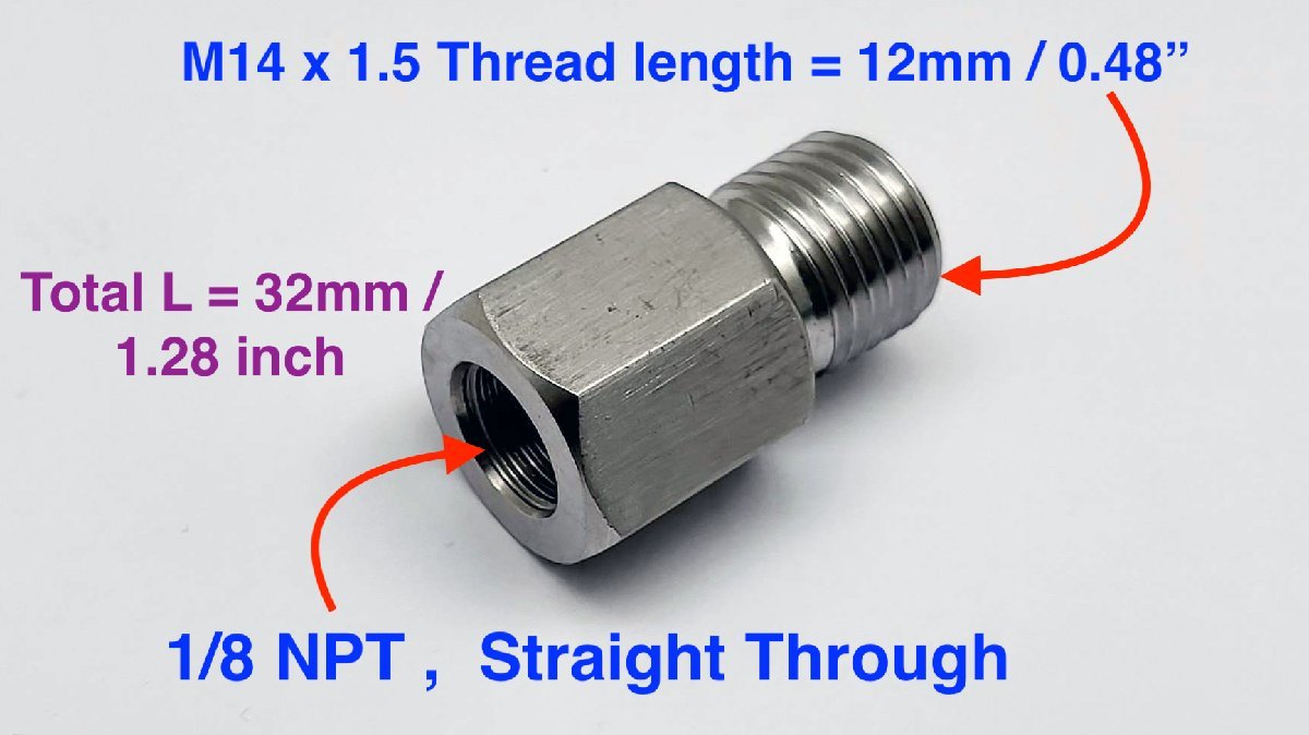 ステンレス製　温度　プレッシャー　センサー用　変換アダプター　M14P1.5-NPT1/8_画像2