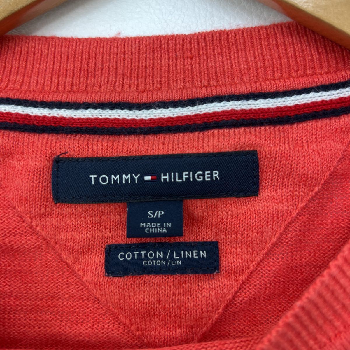  Tommy Hilfiger * TOMMY HILFIGER tops thin knitted sweater red group S one sheets also * autumn winter inner optimum! American Casual #DF130