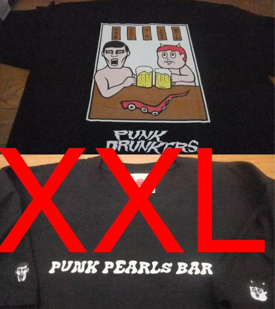 送料無料 未使用 パンクドランカーズ punkdrunkers ブラックパールズ コラボ 鬼 居酒屋 ビール 乾杯 Tシャツ XXL 黒