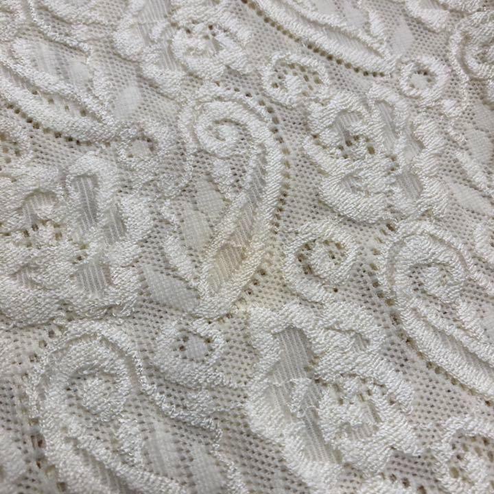 レトロ　シャツ　カットソー　半袖　白　ホワイト　花　刺繍　 M