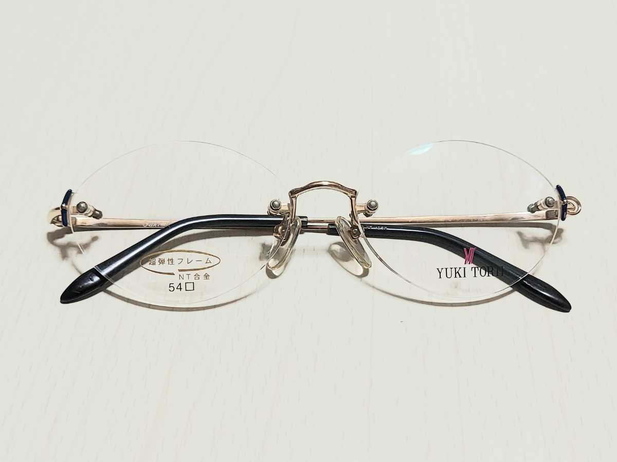 新品　YUKI TORII トリイユキ　メガネ　眼鏡　高級感　オシャ　上品　ツーポイント　ブルー　青　軽い　超弾性_画像3