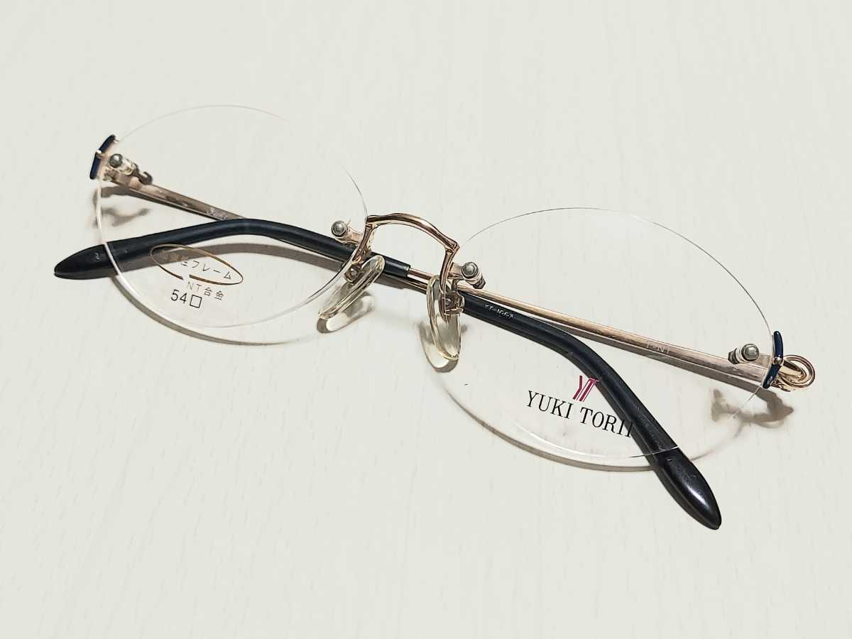 新品　YUKI TORII トリイユキ　メガネ　眼鏡　高級感　オシャ　上品　ツーポイント　ブルー　青　軽い　超弾性_画像1