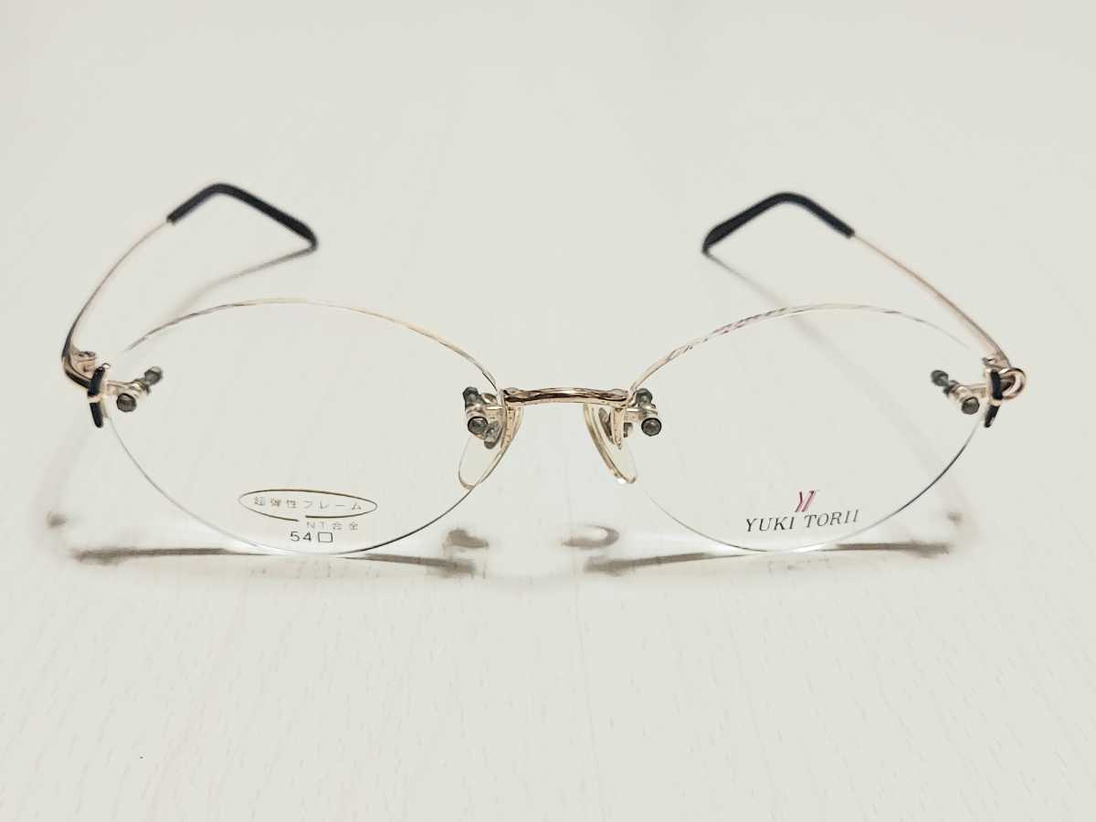 新品　YUKI TORII トリイユキ　メガネ　眼鏡　高級感　オシャ　上品　ツーポイント　ブルー　青　軽い　超弾性_画像6