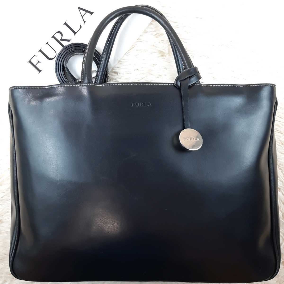 Begin掲載 FURLA フルラ ショルダーバッグ レザー ブラック ロゴ